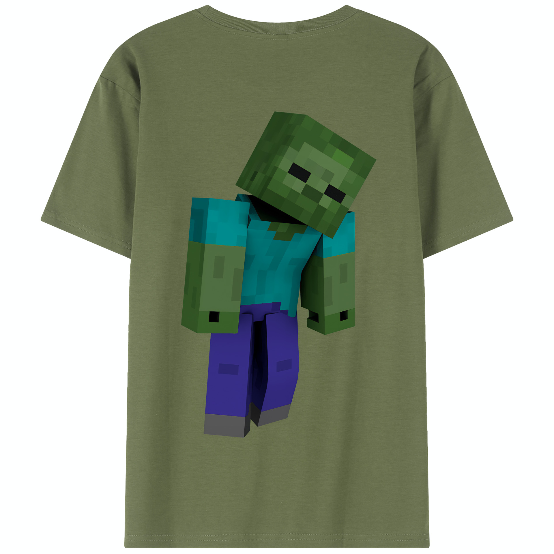 （画像用） マインクラフト ブロックの世界 Minecraft MC Block world 綿100％半袖Tシャツ（背面プリント）